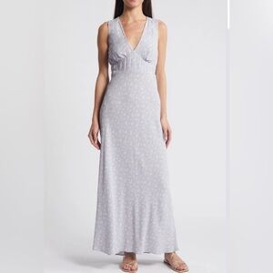 Treasure & Bond Floral Maxi Dress Purple Ivory Little Paris at Nordstrom. XS